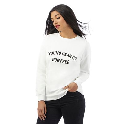 H! by Henry Holland Ivory 'Young hearts run free' print jumper